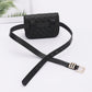 Faux Leather Quilted Flower Beltbag Shoulder Chain - Farnelli
