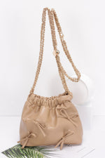Faux Leather Multi Ribbon Bucket Chaincrossbodybag - Farnelli