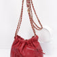 Faux Leather Multi Ribbon Bucket Chaincrossbodybag - Farnelli