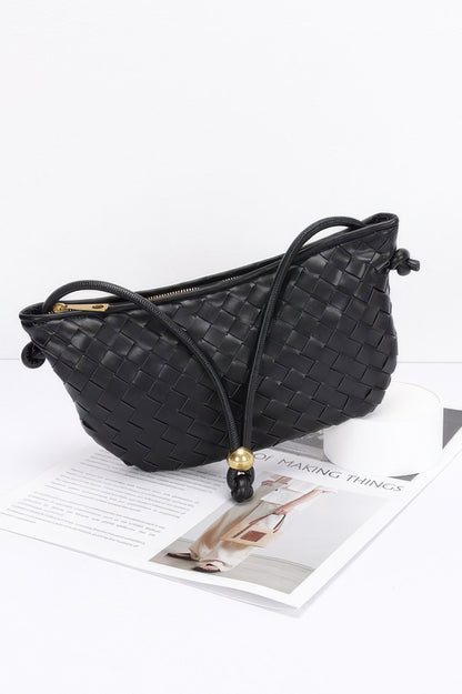Faux Leather Braided Wrist And Shoulder Bag - Farnelli