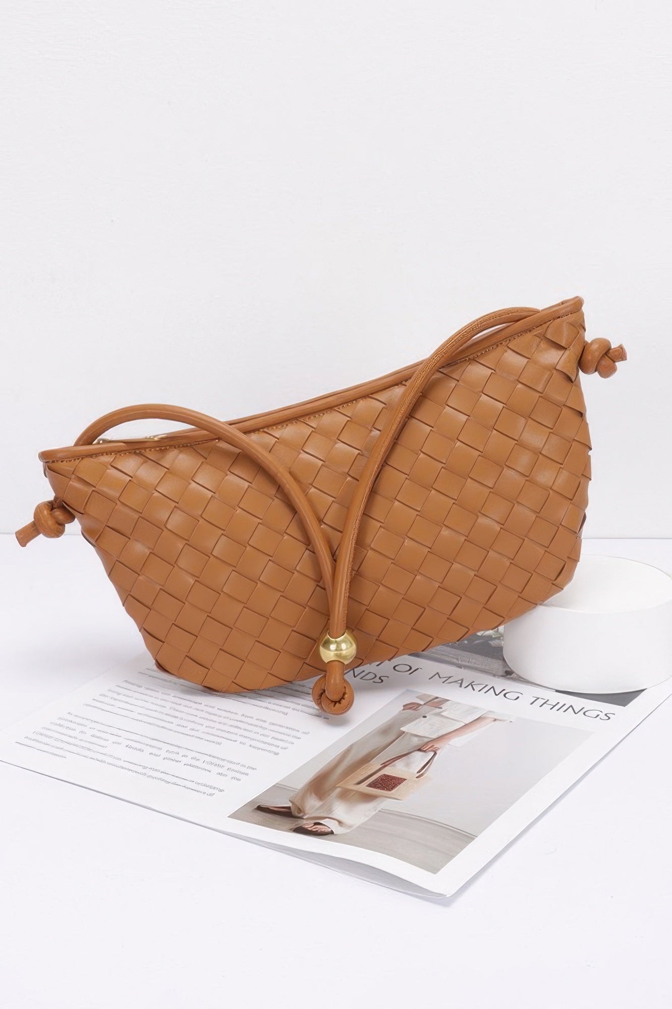 Faux Leather Braided Wrist And Shoulder Bag - Farnelli