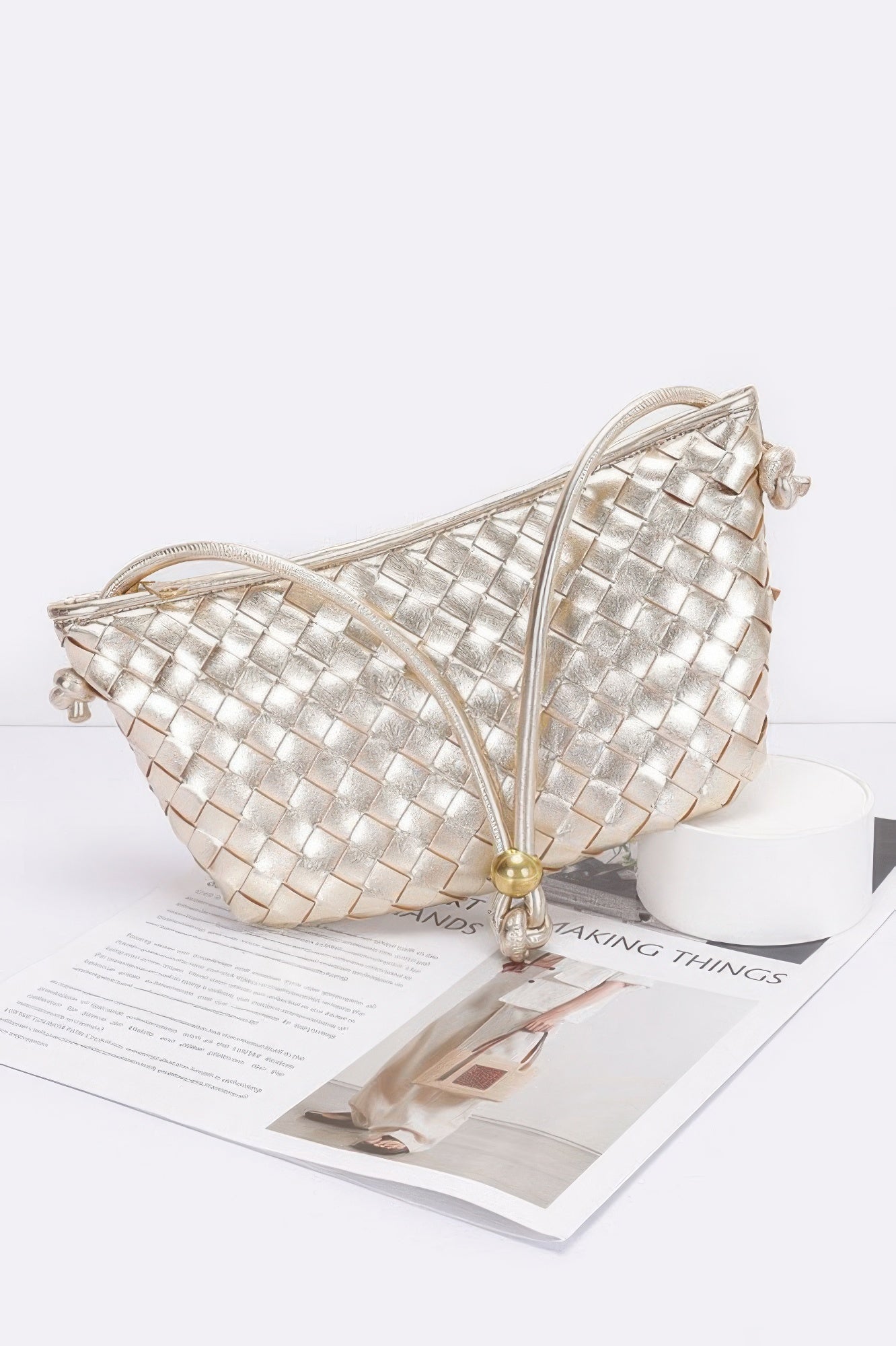 Faux Leather Braided Wrist And Shoulder Bag - Farnelli