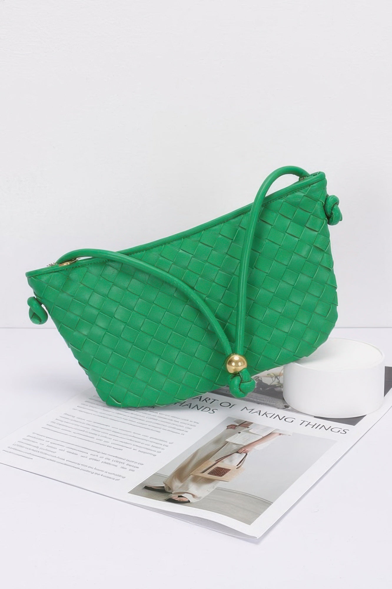 Faux Leather Braided Wrist And Shoulder Bag - Farnelli