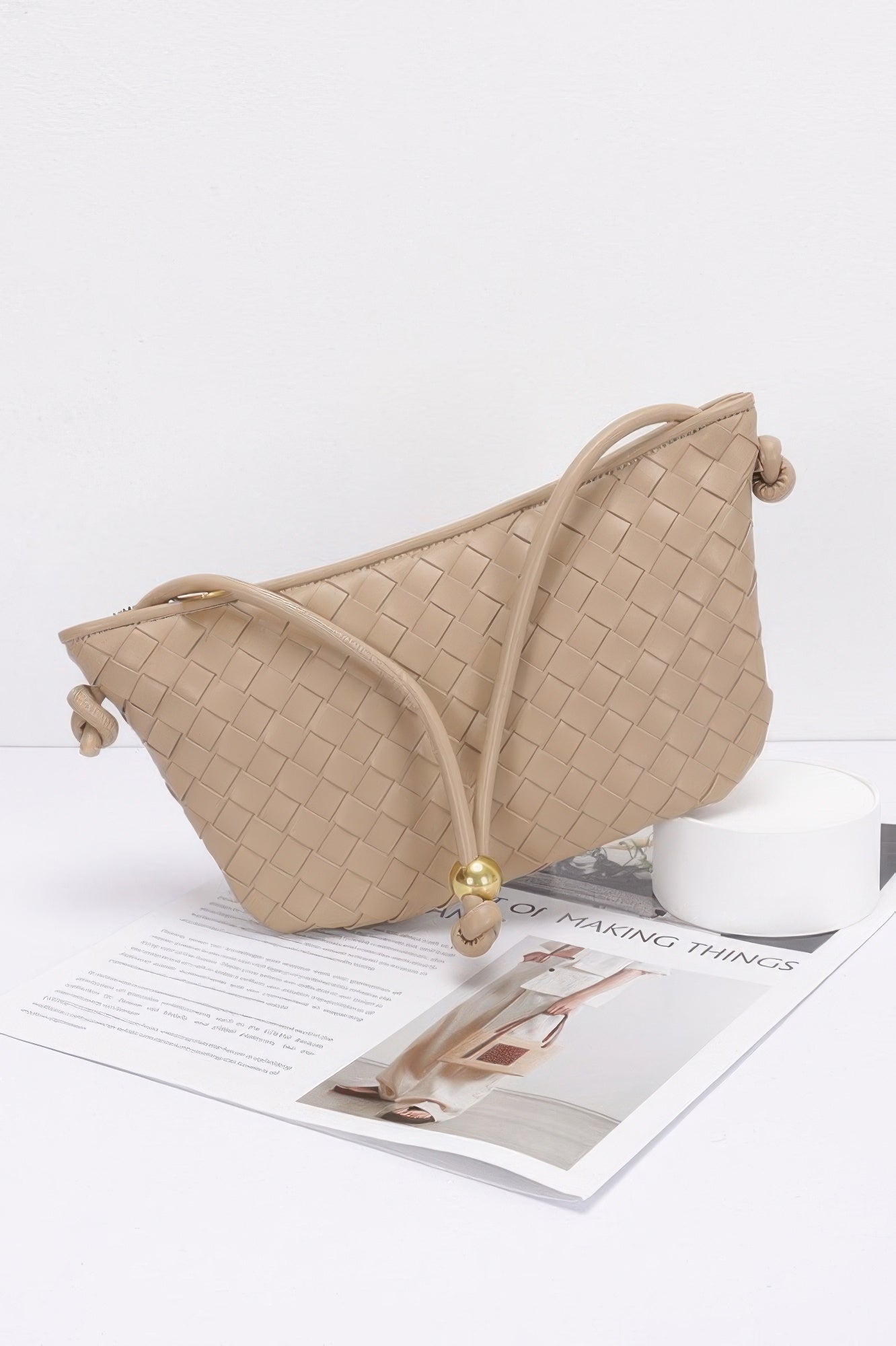 Faux Leather Braided Wrist And Shoulder Bag - Farnelli