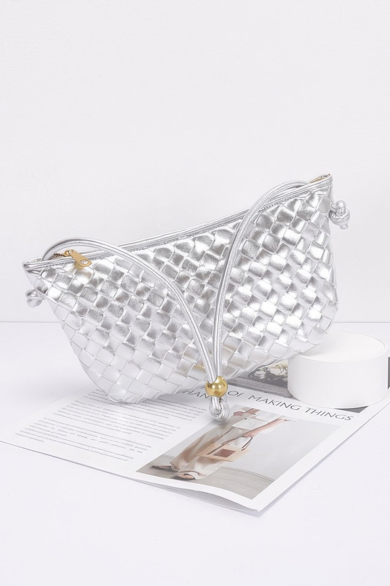 Faux Leather Braided Wrist And Shoulder Bag - Farnelli
