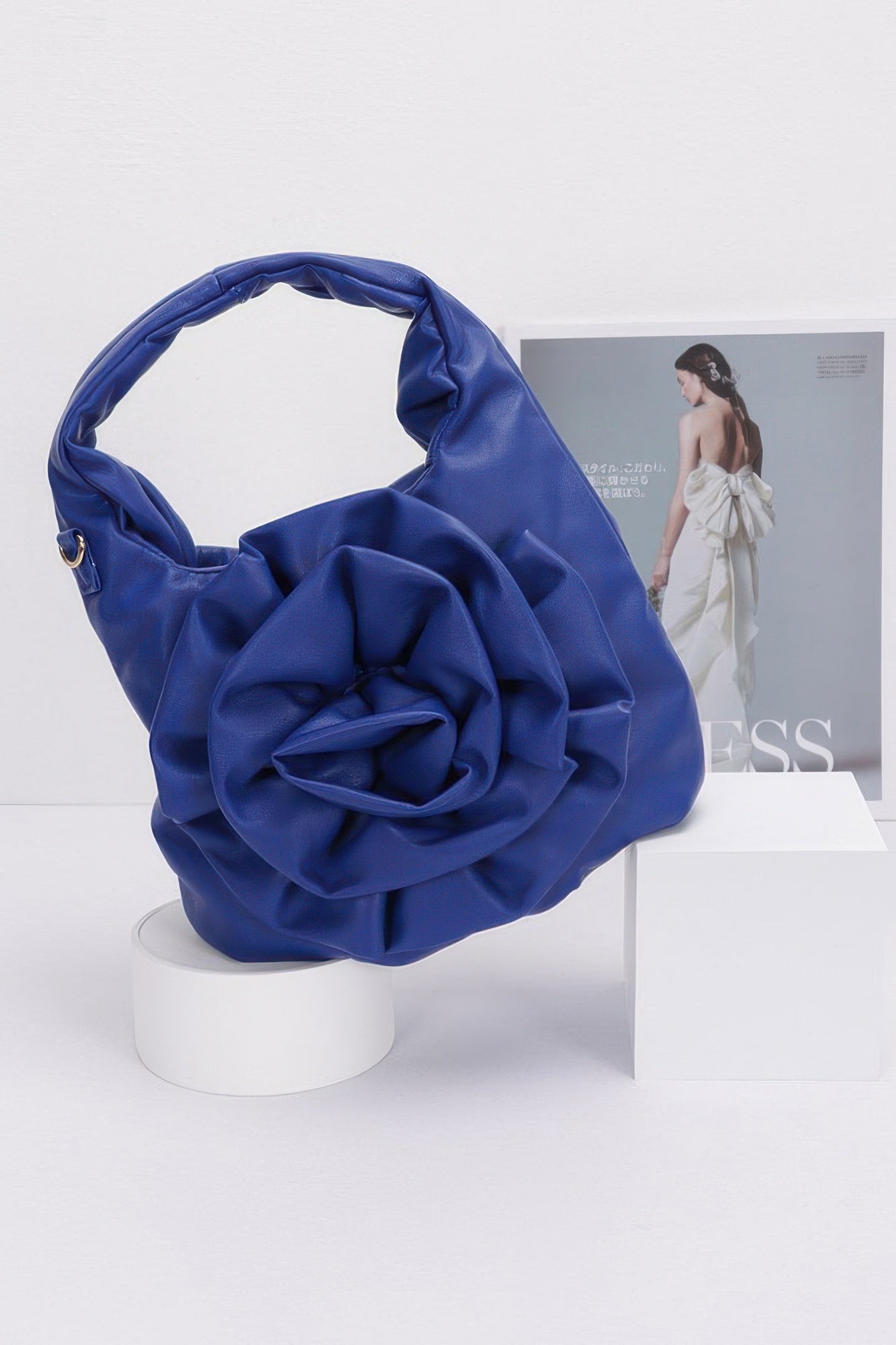 Faux Leather Big Flower Handle Bag - Farnelli