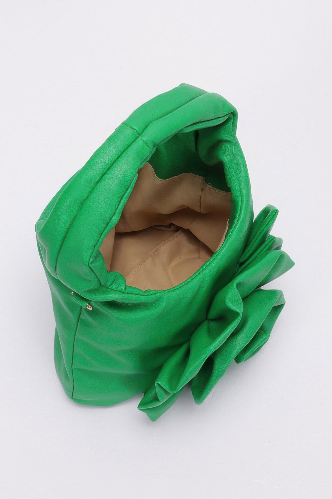 Faux Leather Big Flower Handle Bag - Farnelli