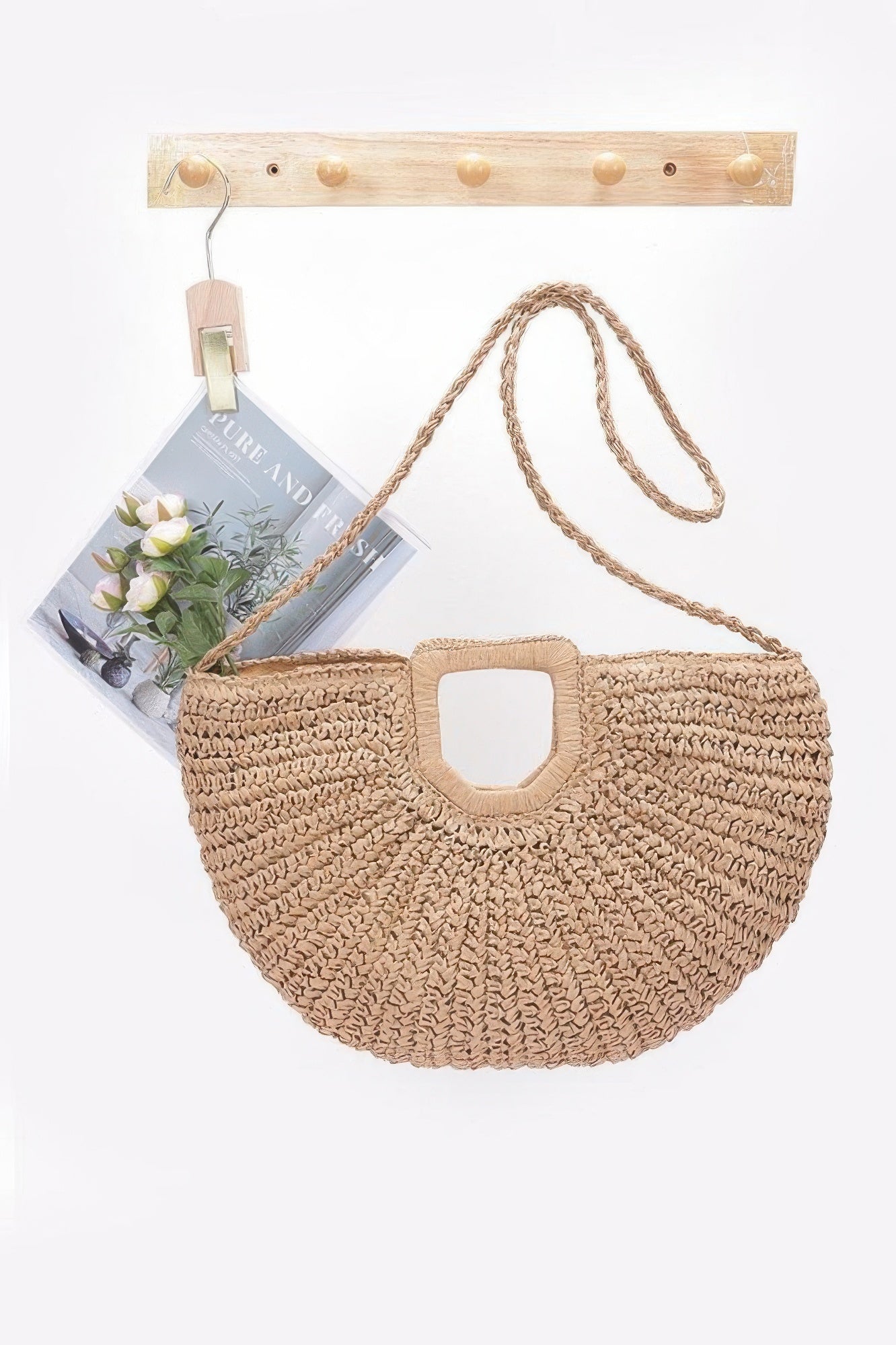 Faux Straw Handmade Handle Bag - Farnelli