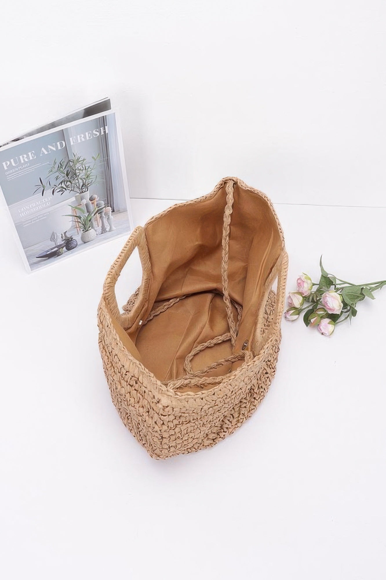Faux Straw Handmade Handle Bag - Farnelli