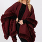Faux Fur Trim Cape With Closure - Farnelli