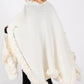 Faux Fur Trim Cape With Closure - Farnelli