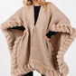 Faux Fur Trim Cape With Closure - Farnelli