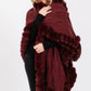 Faux Fur Collar And Trim Cape With Closure - Farnelli