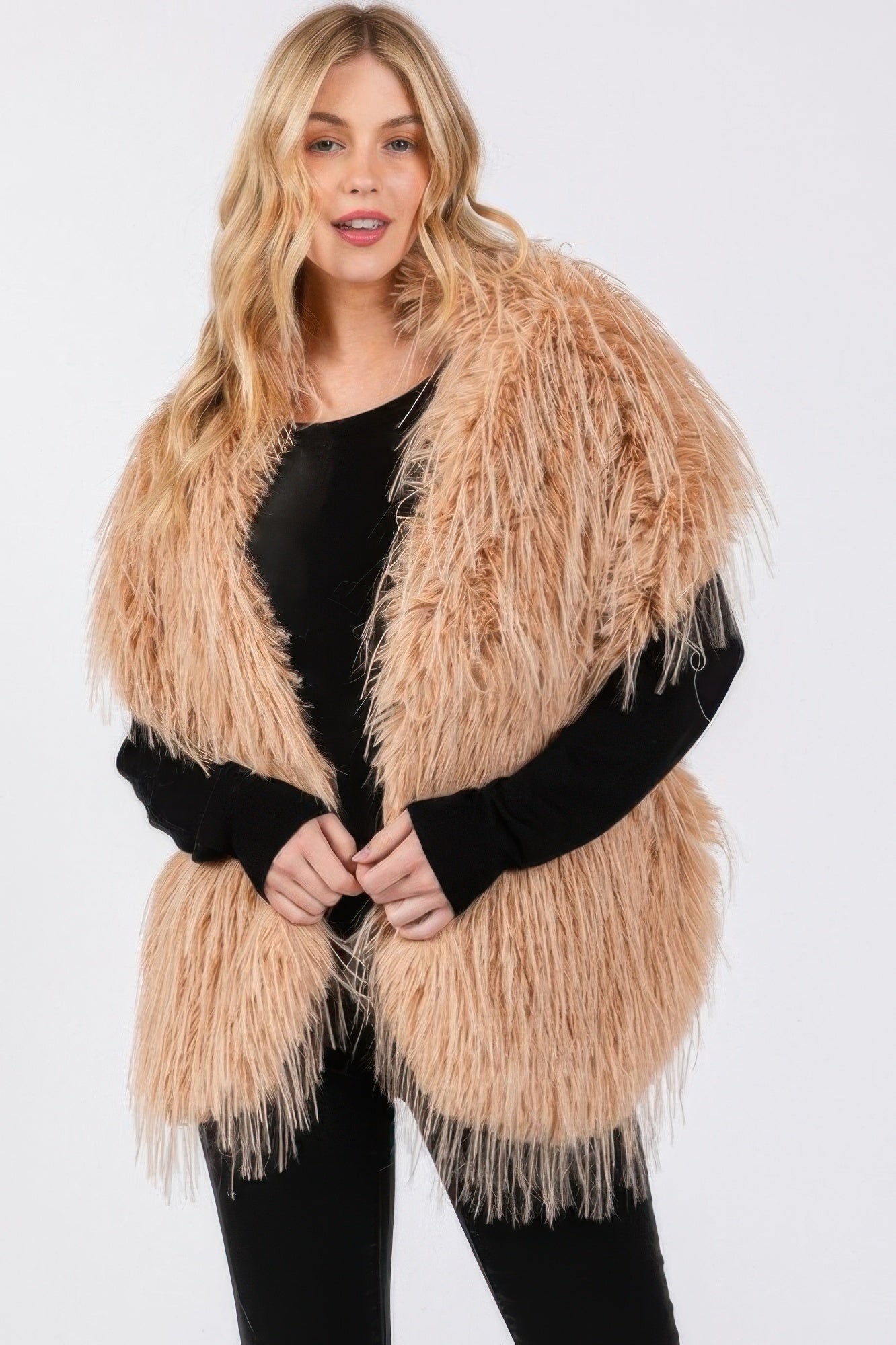 Faux Fur Pull Through Shawl - Farnelli