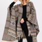 Aztec Pattern Fringe Ruana - Farnelli