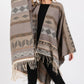 Aztec Pattern Fringe Ruana - Farnelli