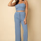 Bustier Crop Cami Top & Slant Pocket Straight Pants - Farnelli