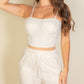 Bustier Crop Cami Top & Slant Pocket Straight Pants - Farnelli