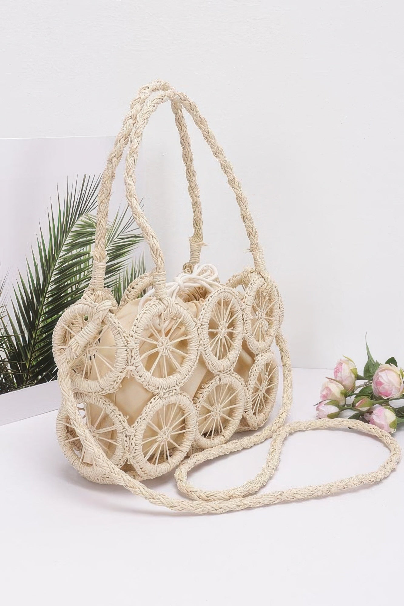 Faux Straw Multi Round Handmade Crossbody Bag - Farnelli