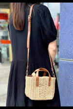 Faux Straw Top Handle Small Tote Bag - Farnelli