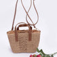 Faux Straw Top Handle Small Tote Bag - Farnelli
