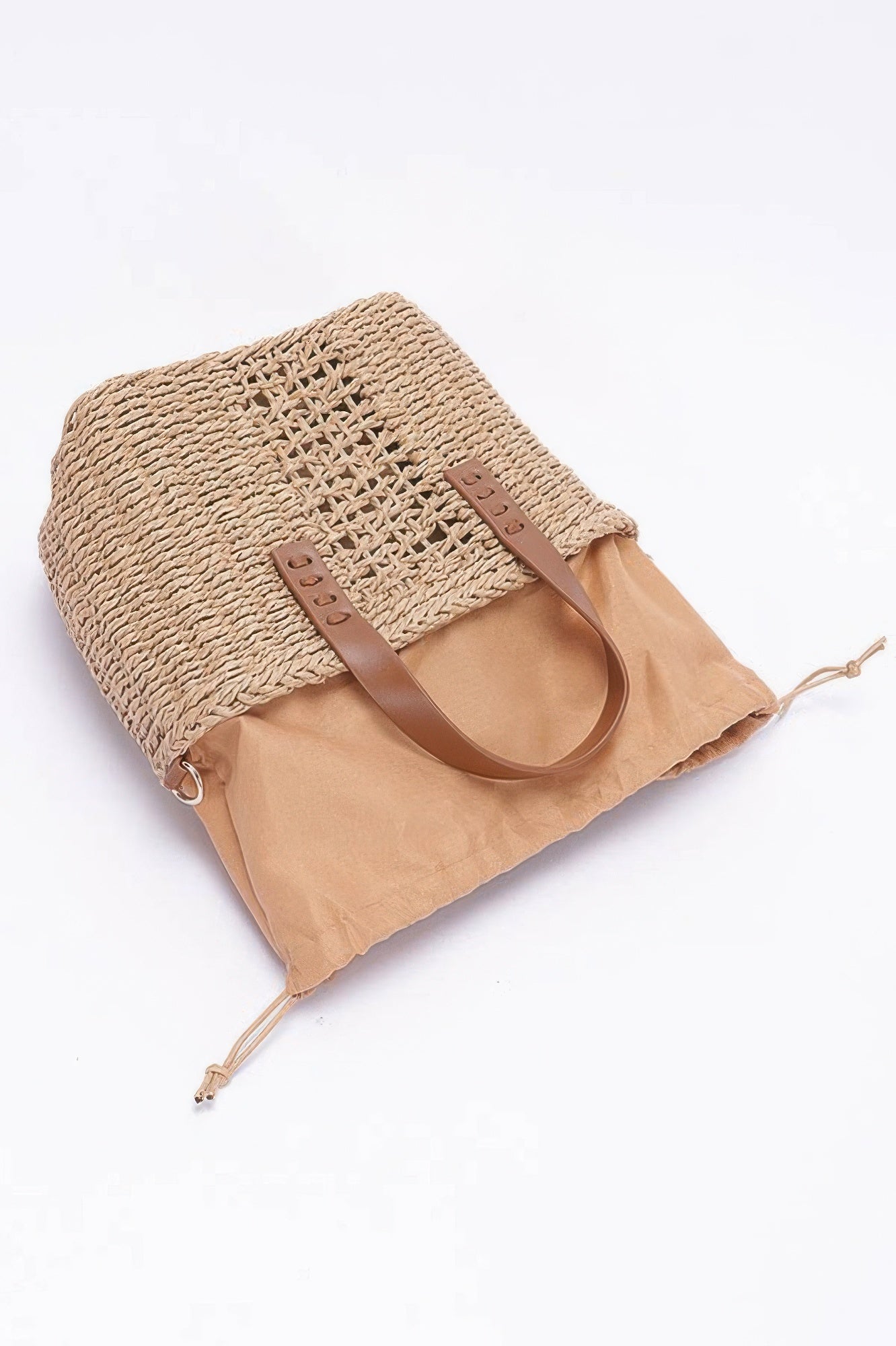 Faux Straw Top Handle Small Tote Bag - Farnelli