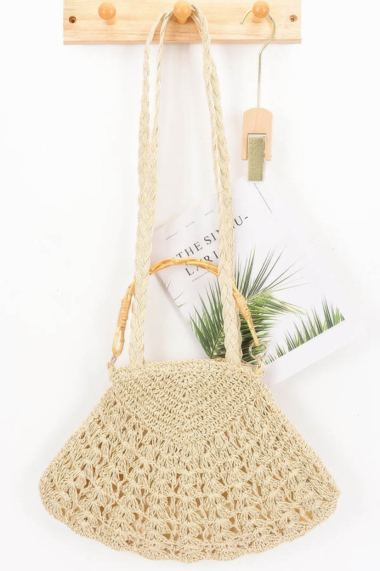 Faux Straw Bamboo Handle Bag - Farnelli