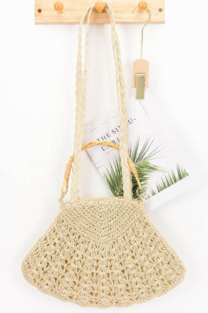 Faux Straw Bamboo Handle Bag - Farnelli