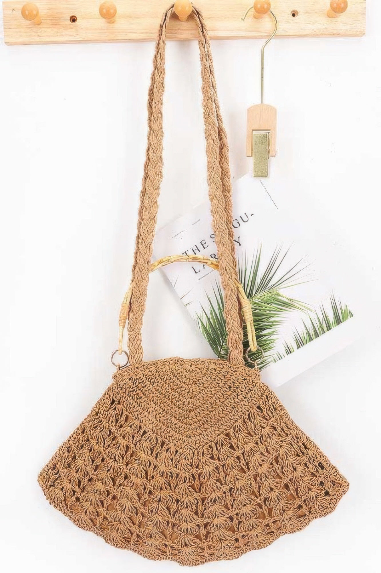 Faux Straw Bamboo Handle Bag - Farnelli