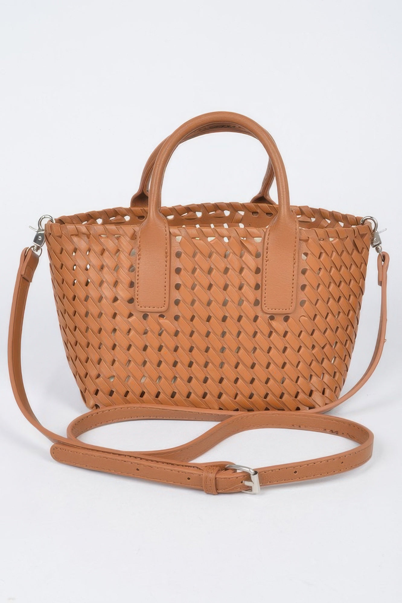 Faux Leather Braided Tote Bag - Farnelli