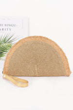 Metallic Faux Straw Clutch - Farnelli
