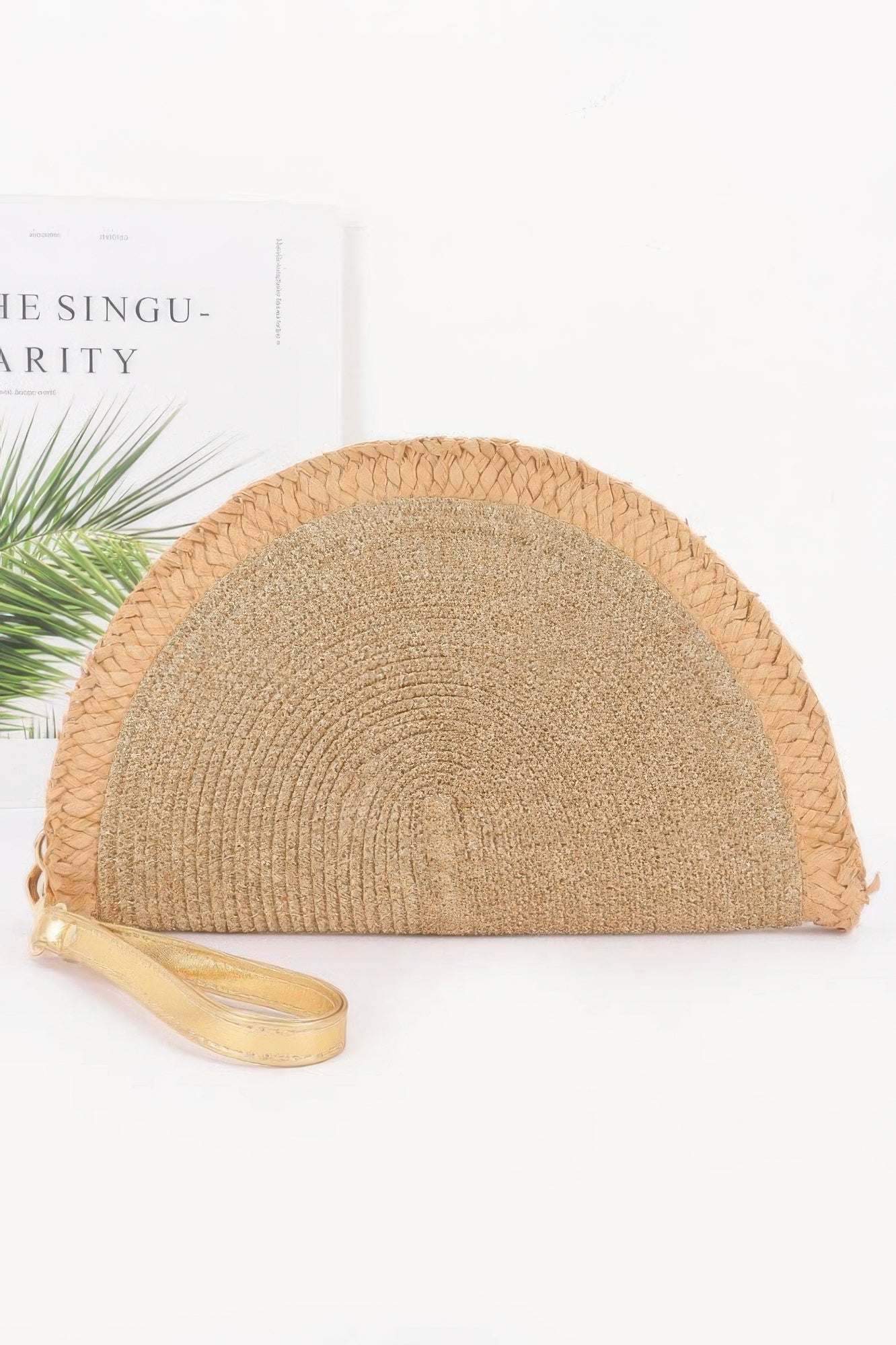 Metallic Faux Straw Clutch - Farnelli