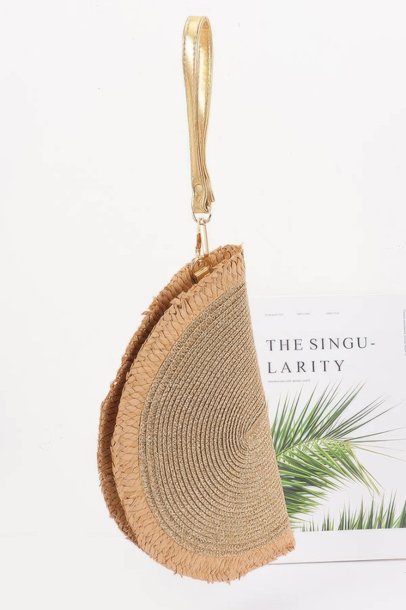 Metallic Faux Straw Clutch - Farnelli