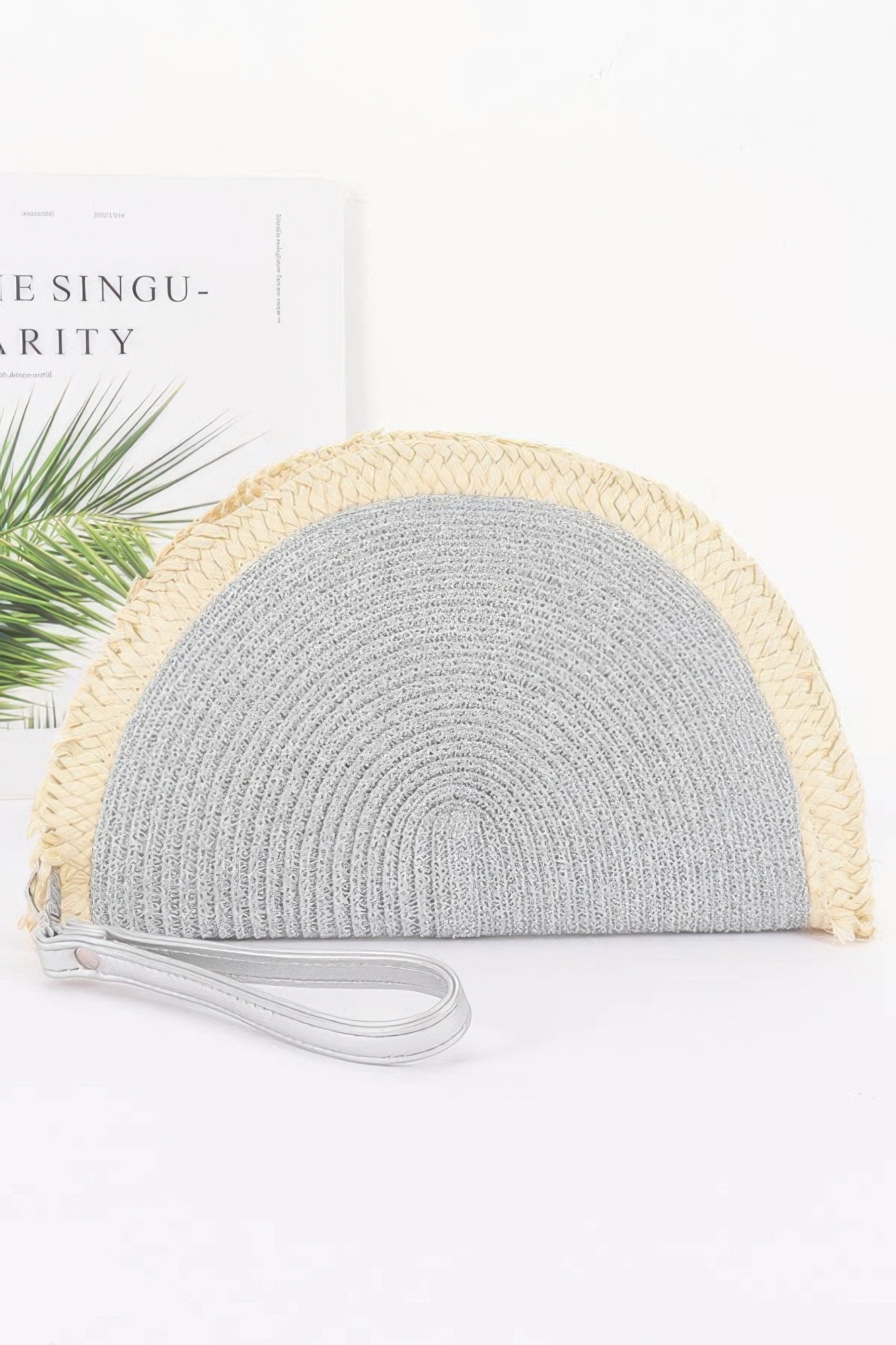 Metallic Faux Straw Clutch - Farnelli