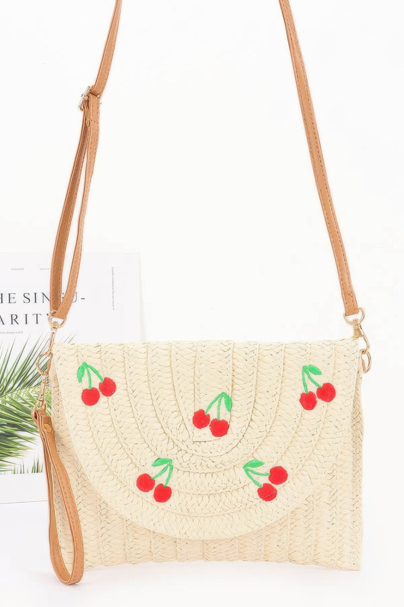Faux Straw Cherry Clutch - Farnelli