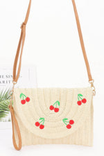 Faux Straw Cherry Clutch - Farnelli