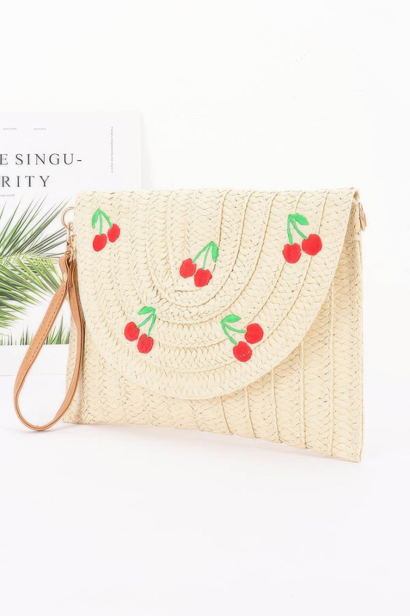 Faux Straw Cherry Clutch - Farnelli
