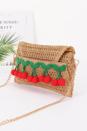 Faux Straw Cherry Clutch - Farnelli