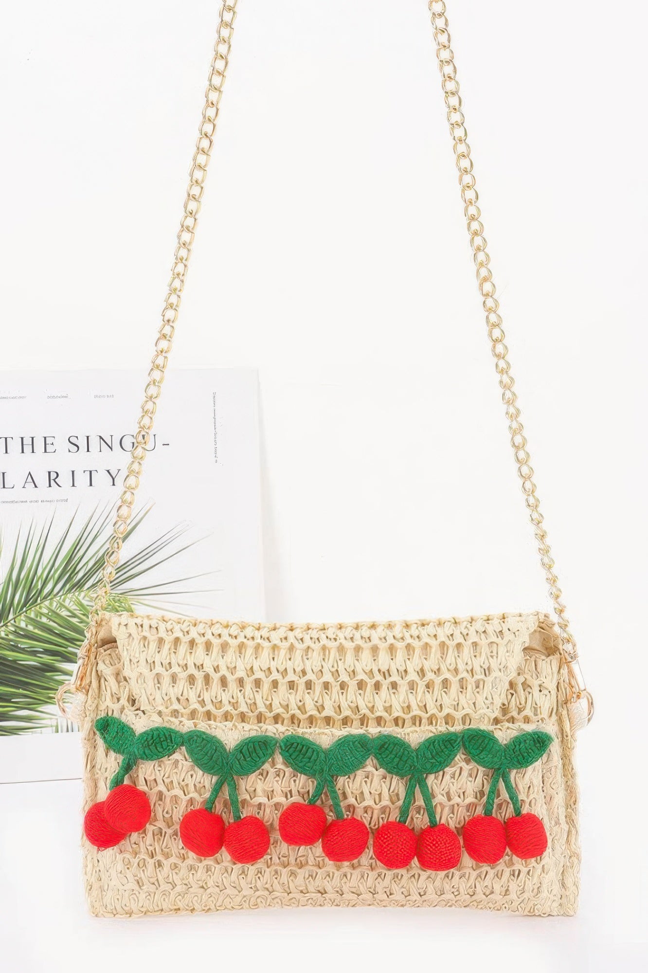 Faux Straw Cherry Clutch - Farnelli