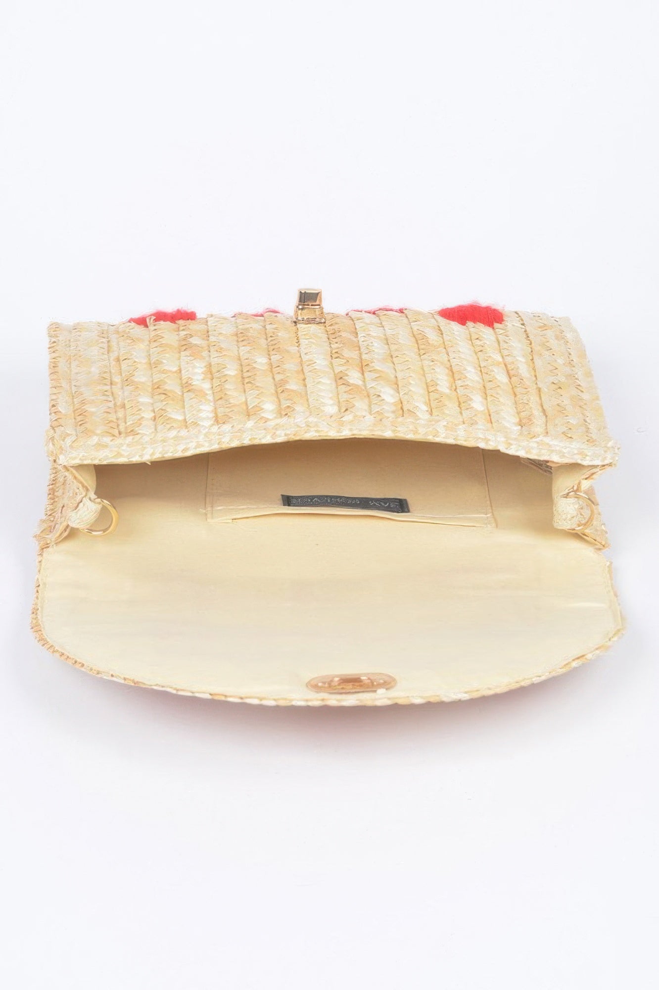 Heart Embroidery Straw Clutch - Farnelli