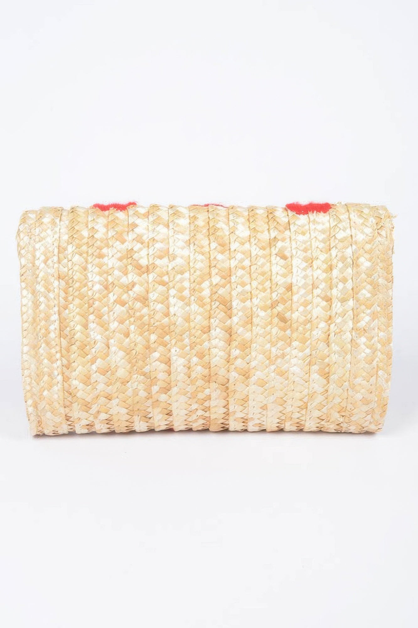 Heart Embroidery Straw Clutch - Farnelli