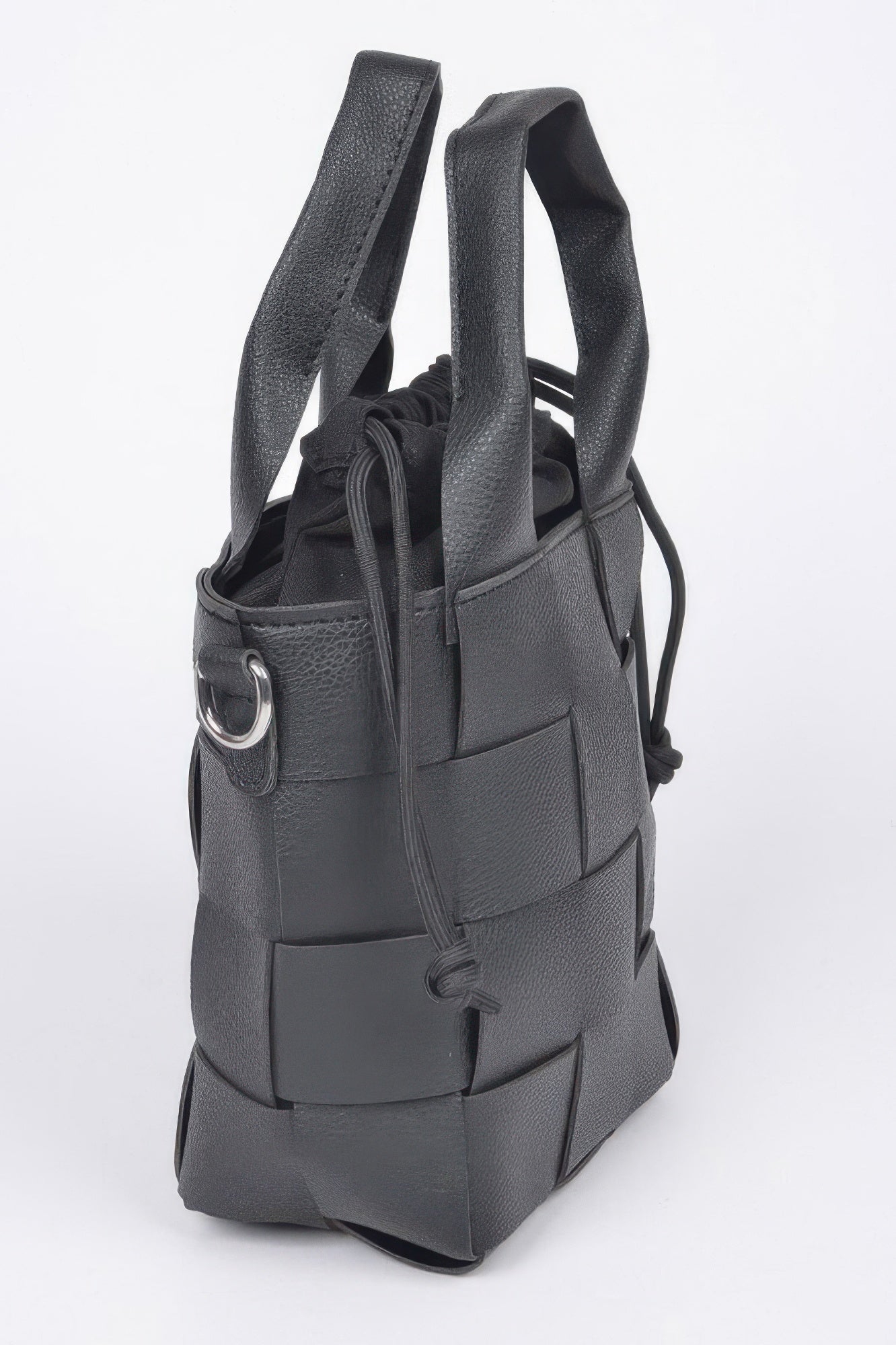 Faux Leather Braided Handle Bag W/canvas Pouch - Farnelli