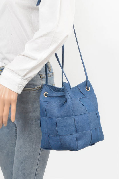 Braided Denim Bucket Bag - Farnelli
