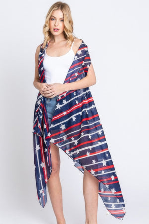 Diagonal Stripes And Stars Print Vest - Farnelli