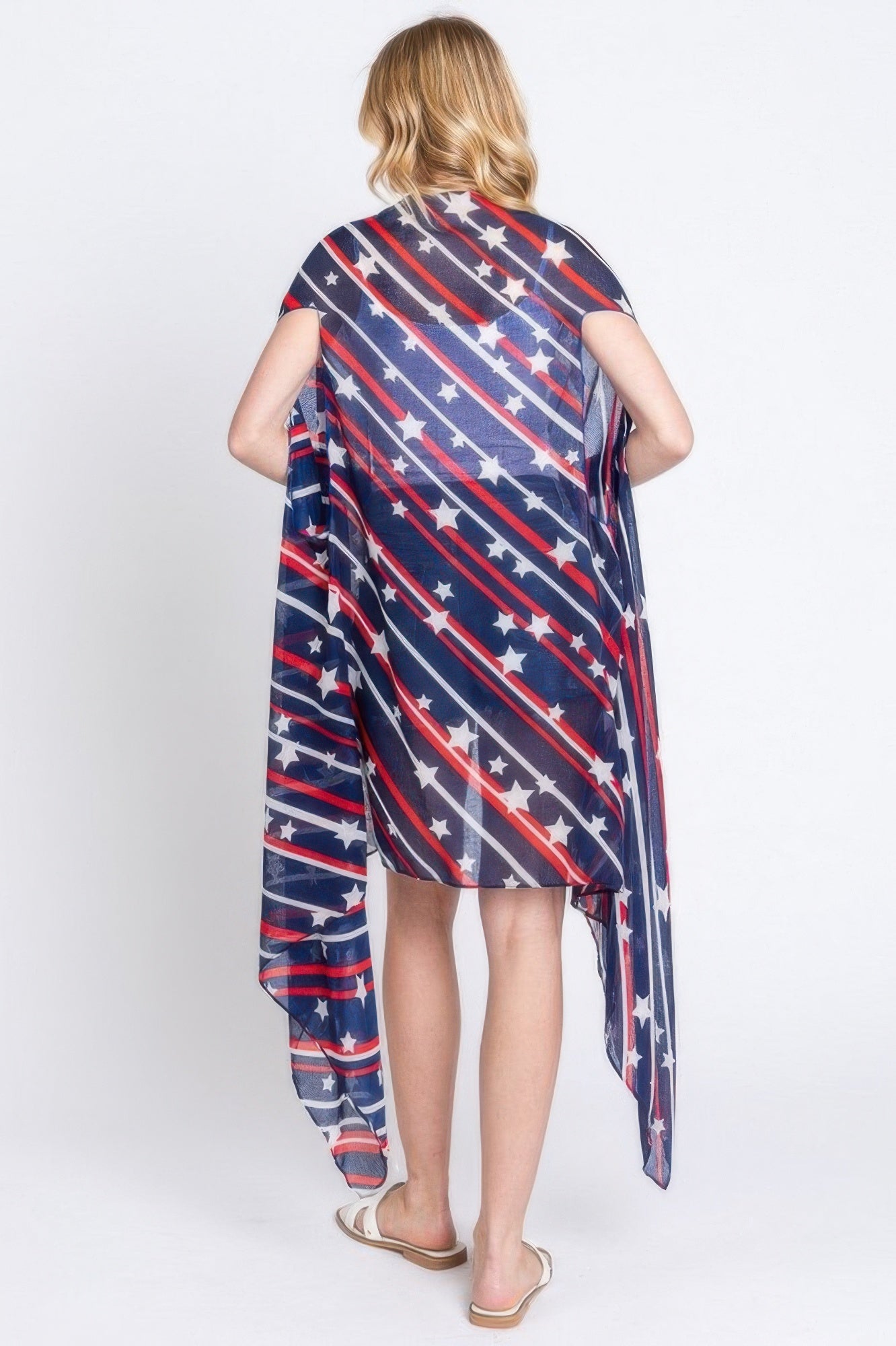 Diagonal Stripes And Stars Print Vest - Farnelli