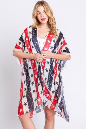Stripe And Star American Flag Kimono - Farnelli