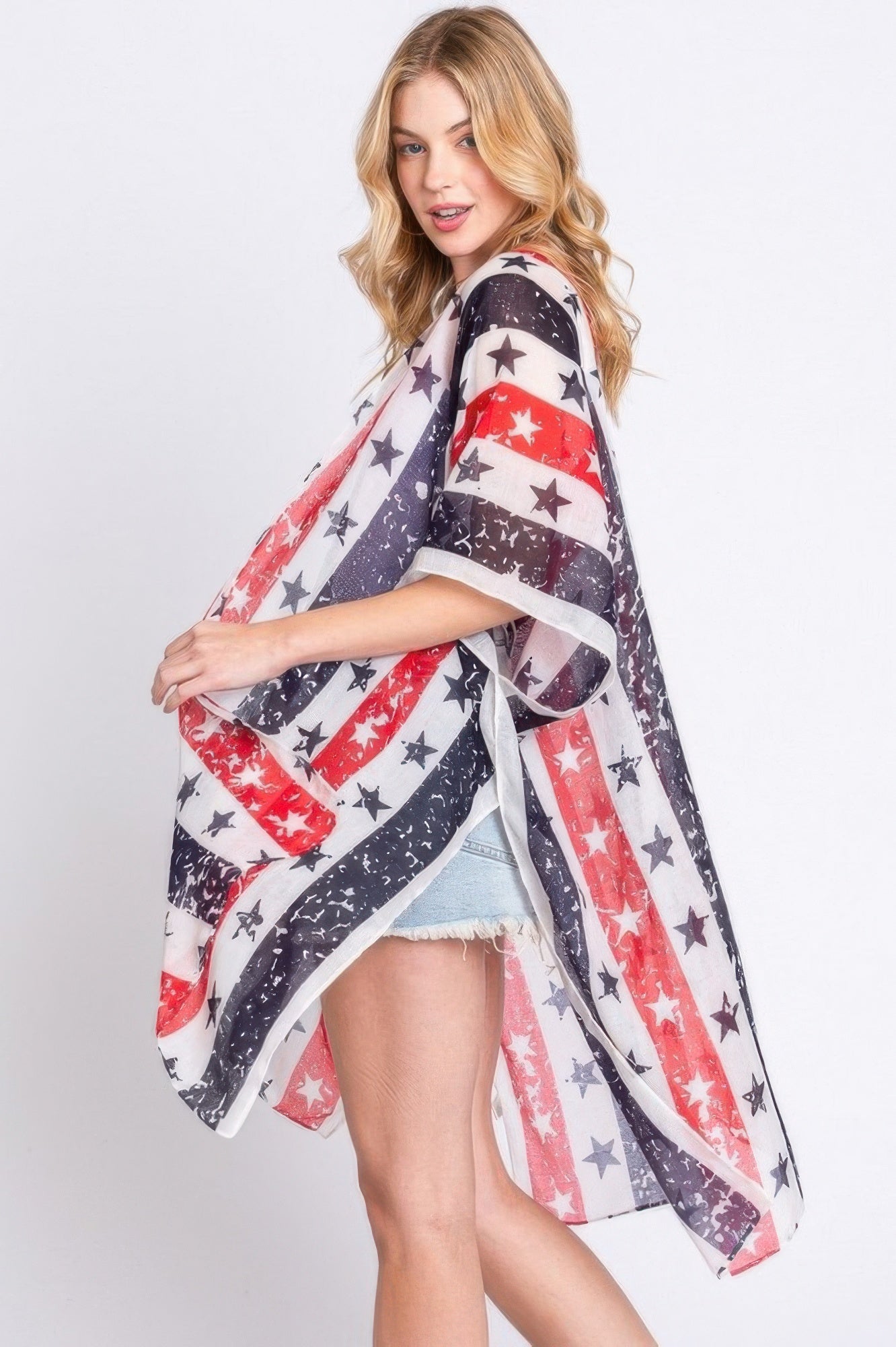 Stripe And Star American Flag Kimono - Farnelli