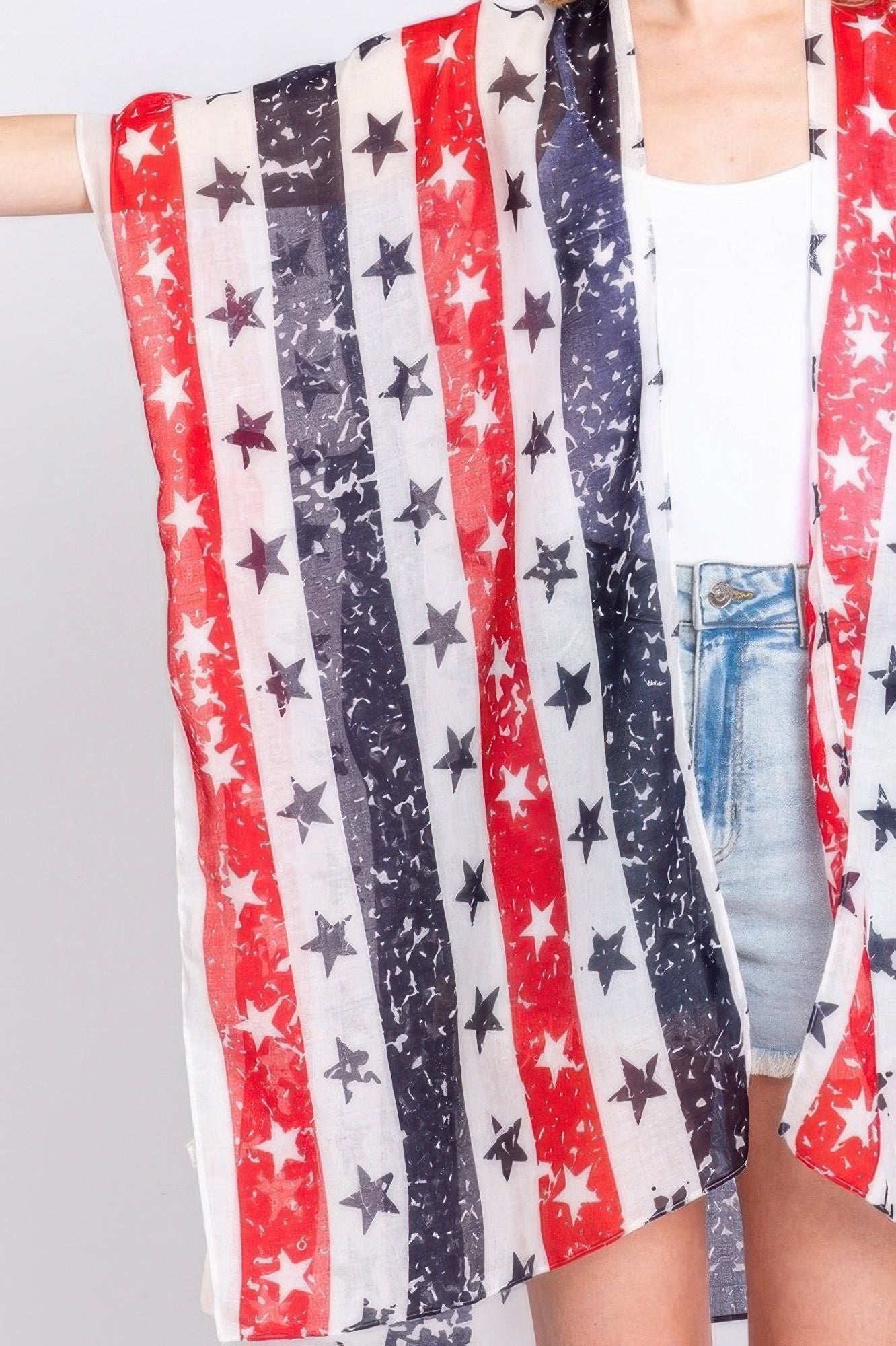 Stripe And Star American Flag Kimono - Farnelli