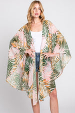 Tropical Leaves Print Shawl Cover-up - Farnelli