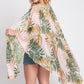 Tropical Leaves Print Shawl Cover-up - Farnelli